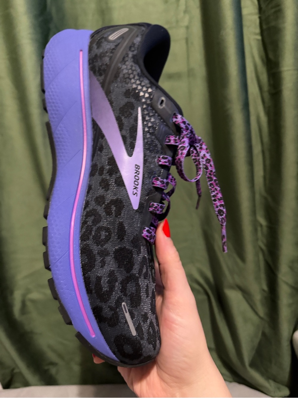 Brooks Ghost 14 Running Shoes Black Purple Leopard Print Women’s Size 11 - Picture 5 of 13